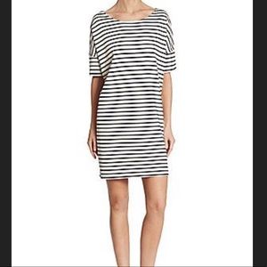 Hatch Black and White Striped Mini Dress